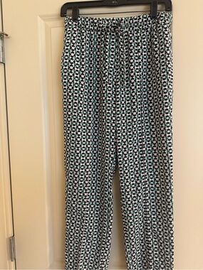 Worthington Wide Leg Printed Lounge Pants in Green/Black/White